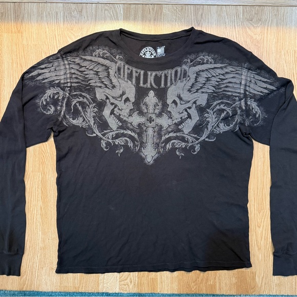 Affliction Other - 🖤 Affliction Live Fast Skull Wings Thermal Long Sleeve Shirt 4XL Big Large XXXXL